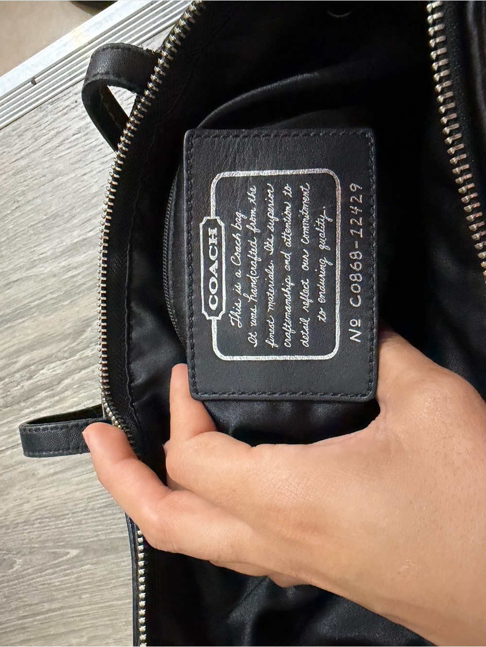 Coach Black and Silver Signature Logo Tote - Picture 7 of 11